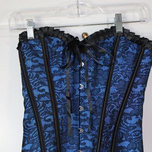 Royal Blue Corset/Bustier With Black Lace